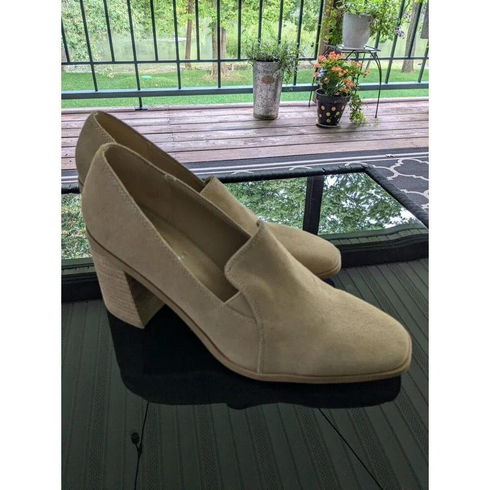 Joie Shoes Womens Sz 9.5 Wevenly Casual Comfort Tan Suede Block Heels Academia